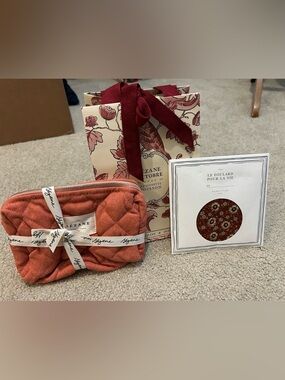 NWT Sezane gift set makeup toiletry bag pink Gaston scarf terracotta Antoinette